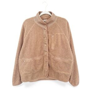 PINK Victorias Secret Cozy Snap Front Sherpa Jacket Tan Size Medium